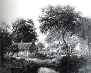 Wooded Landscape With Cottages By A Stream by Meindert Hobbema