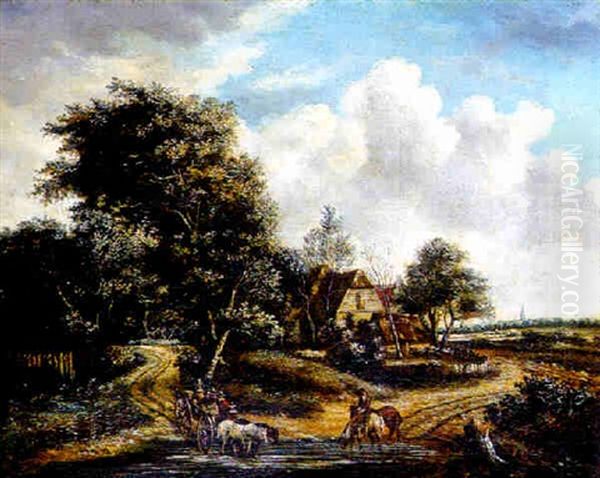 Hollandische Landschaft Mit Reisegesellschaft - view 1
