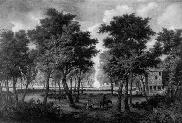 Wooded Landscape With Travelers Near A Mill - view 1