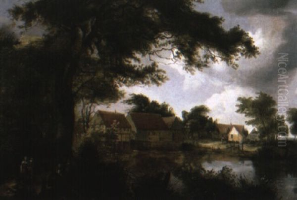 A Landscape With An Elegant Couple And Peasants On A Wooded Path - view 1