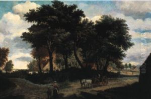 Gehoft Mit Pferdewagen by Meindert Hobbema