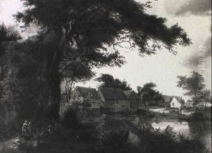 River Landscape With Figures By A Millhouse River Landscape With Figures By A Millhouse