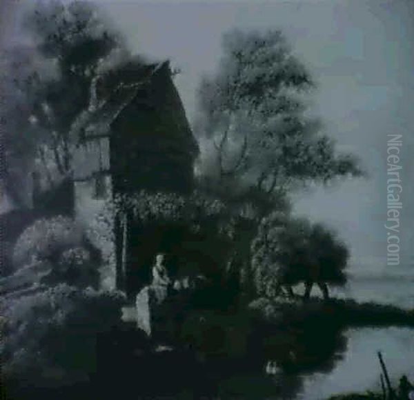 A River Landscape With Figures By A Mill House - view 1