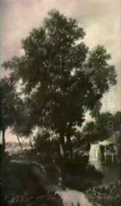 Wooded Landscape by Meindert Hobbema