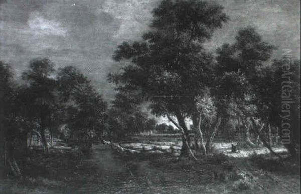Promeneur Dans La Campagne Au Bord D'une Riviere - view 1