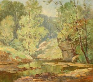 Creek In Summer, Impressionist Landscape by Jess Hobby