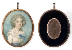 A Portrait Miniature Of A Lady Wearing A White Dress A Portrait Miniature Of A Lady Wearing A White Dress