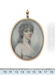 A Lady, Wearing White Dress With Small Collar, Double Strand Of Pearls In Her Powdered Hair by William Armfield Hobday