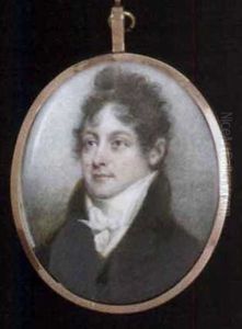 A Young Gentleman In Black Coat And Waistcoat, Tied White Cravat by William Armfield Hobday