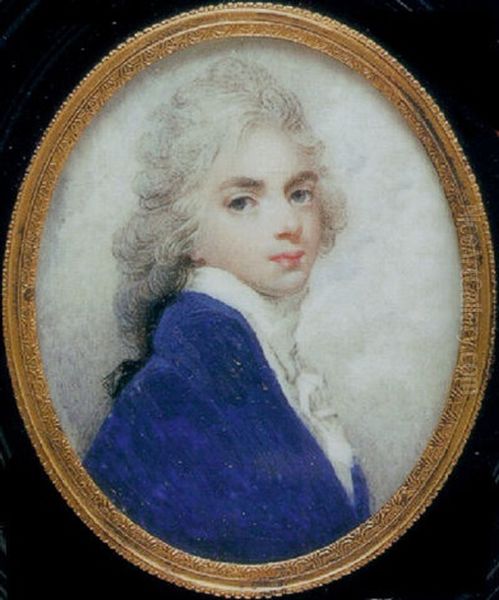 Portrait Of Gentleman, In Blue Coat, White Waistcoat And Frilled White Cravat, His Long Hair Powdered And Tied - view 1