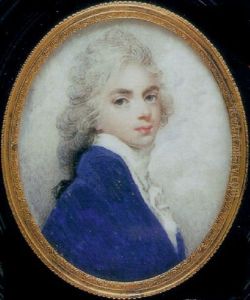 Portrait Of Gentleman, In Blue Coat, White Waistcoat And Frilled White Cravat, His Long Hair Powdered And Tied