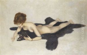 Nu Allonge Sur Une Peau D'ours by Alice Mary Hobson