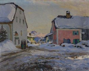 Dorfgasse Im Schnee. Seefeld Im Tirol