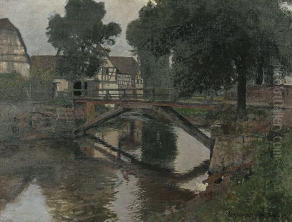 Bachlauf Mit Brucke In Schwindratzheim Im Elsas - view 1