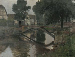 Bachlauf Mit Brucke In Schwindratzheim Im Elsas by Franz Xaver Hoch