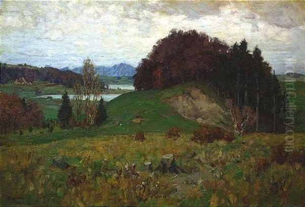 Herbstliche Seenlandschaft Mit Einer Anhohe - view 1