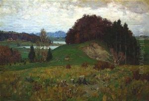 Herbstliche Seenlandschaft Mit Einer Anhohe by Franz Xaver Hoch