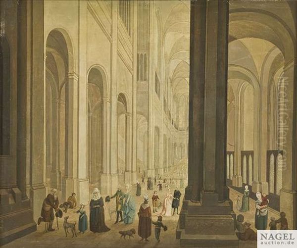 Kircheninneres Mit Zahlreichen Menschen Und Hunden - view 1