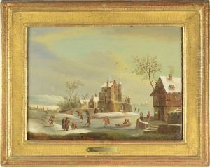 Landscape With Ice Scaters