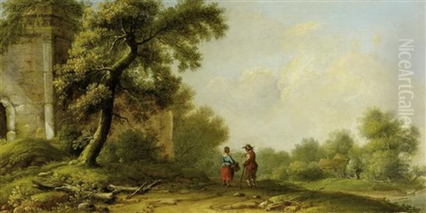 Bewaldete Landschaft Mit Bauern - view 1