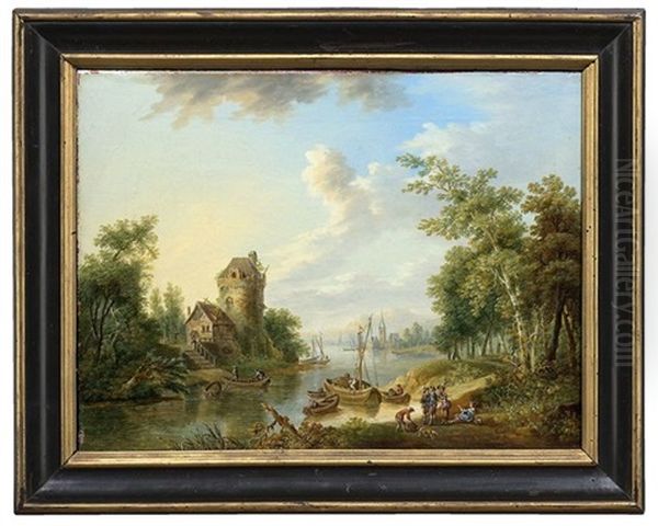 Sommerliche Flusslandschaften Mit Reicher Figurenstaffage (pair) - view 1