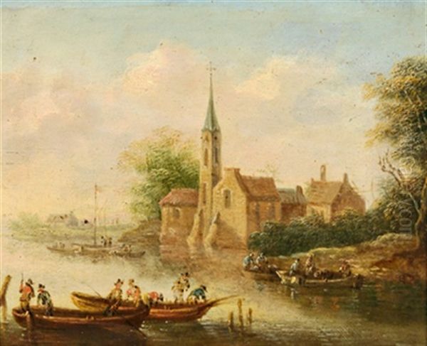 Flusslandschaft Mit Booten - view 1