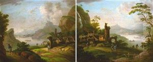Pittoreske Fluslandschaft Mit Ruinen (+ Dorf Und Figurenstaffage; Pair)