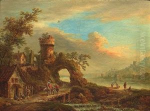 Pittoreske Fluslandschaft Mit Ruinen Und Figurenstaffage (+ Another Similar; Pair) Pittoreske Fluslandschaft Mit Ruinen Und Figurenstaffage (+ Another Similar; Pair)