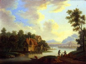 Fluslandschaft Mit Wassermuhlen by Franz Hochecker
