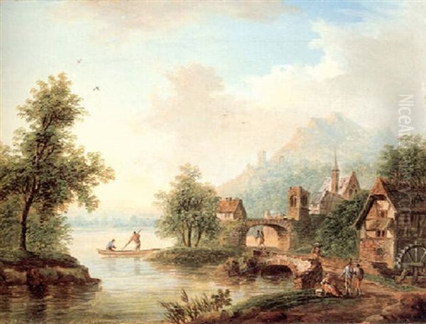A Rhine Landscape With A Mill And Figures - view 1