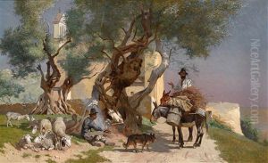 Siesta Unter Baumen by Franz Gustav Hochmann