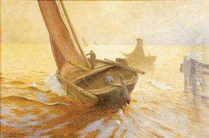 Sailing At Dawn by Franz Gustav Hochmann