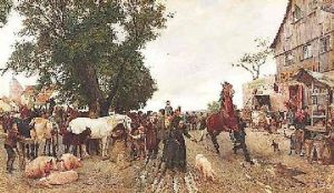 Pferdemarkt Vor Den Toren Einer Brandenburgischen Kleinstadt by Franz Gustav Hochmann