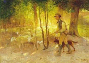 Farehyrde Med Hund Og Talrige Far I Skovlysning