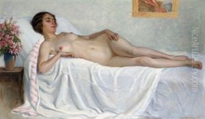 Liegender Frauenakt by Ernst Hochschartner