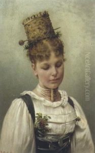 Eine Junge Frau In Tracht by Daniel Hock