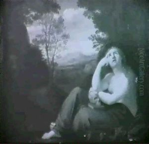 Die Bussende Magdalena In Einer Landschaft by J. Hock