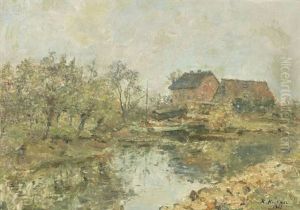 Bauerngehoft Mit Teich by Rudolf Hoeckner