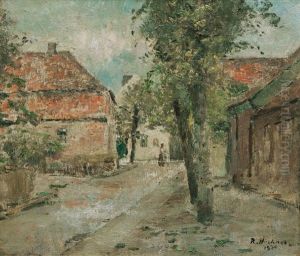 Street In The Village Of Wedel by Rudolf Hoeckner