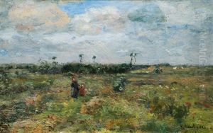 Landscape With Woman And Child by Rudolf Hoeckner