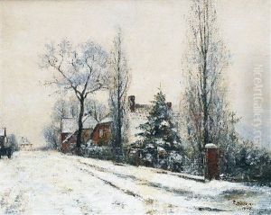 Winterliches Dorf by Rudolf Hoeckner