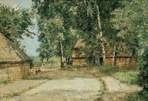 Dorfstrase Mit Gehoften Und Birken