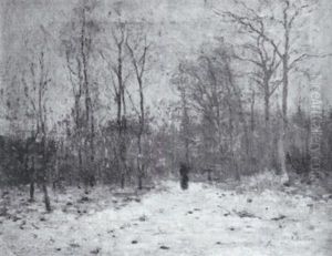 Weg Am Winterlichen Wald by Rudolf Hoeckner