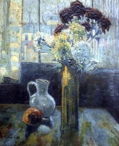 Bouquet De Fleurs, Vase Et Fruit Bouquet De Fleurs, Vase Et Fruit