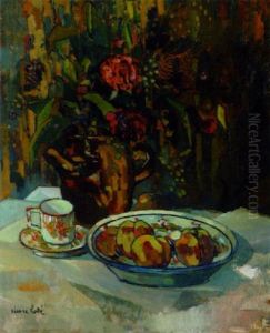 Nature Morte Au Plat De Peches by Pierre Hode