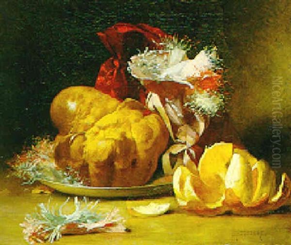 Stilleben Mit Brioche, Bonbons Und Orange - view 1
