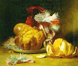 Stilleben Mit Brioche, Bonbons Und Orange Stilleben Mit Brioche, Bonbons Und Orange