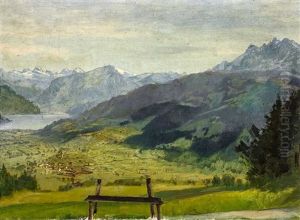 Blick Vom Sonnenberg Bei Luzern by Ernst Hodel the Elder