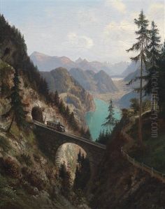 Die Pilatus Bahn Im Hintergrund Der Vierwaldstatter See