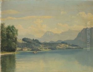 Landschaft Am Vierwaldstattersee Beim Meggenhorn by Ernst Hodel the Elder